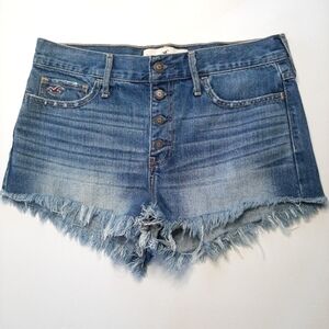 Hollister Button Fly Frayed Cutoff Denim Shorts